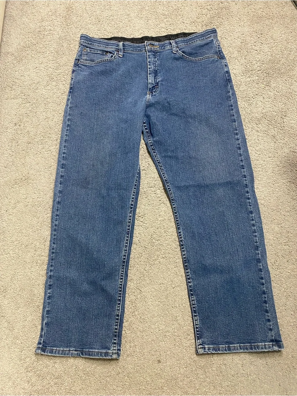 Wrangler Men's Straight Jeans in Blue Denim 36x29 Comfort Flex Waist